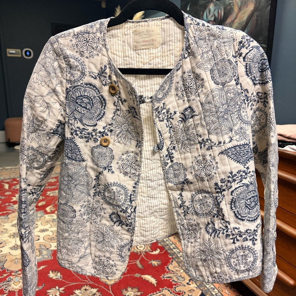 Zara Girls Blue and White Soft Collection Outerwear Jacket | Size 13/14